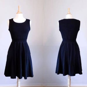 Womens Party Dress stretch Cotton sleeveless Full swing skirt holiday party dress little black dress LBD fit and flare dress Made to Order