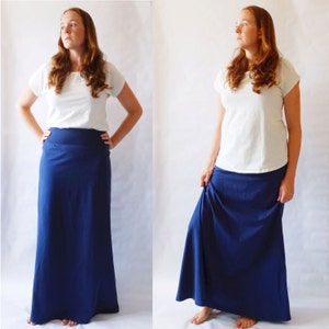 Navy Maxi Skirt Womens Long Skirt Cotton Jersey Floor Length Aline Maxi Skirt Ankle Length Yoga Waistband Skirt Made to Order Etsy