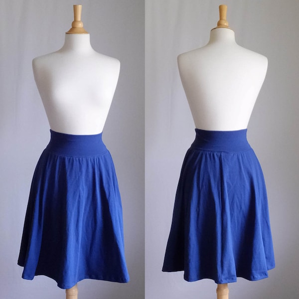 Market Skirt Full Aline Semi Circle Skirt Womens stretch Cotton Jersey Swing Skirt knee length twirl skirt custom - made to order