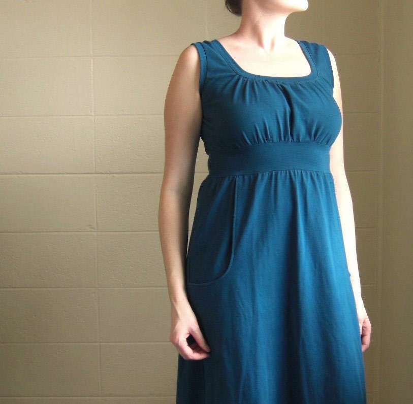 Womens Long Maxi Dress With Pockets Cotton Jersey Gathered Etsy