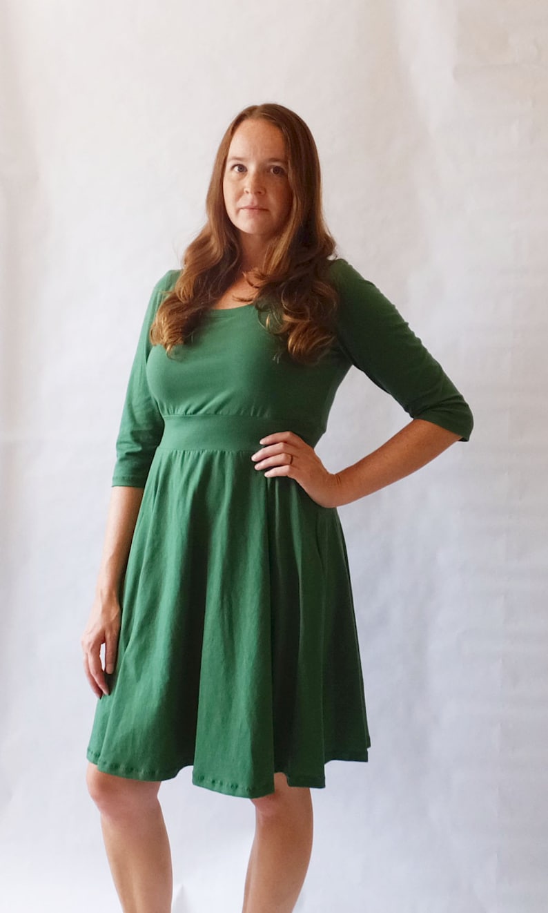 Emerald One Shoulder Jersey Dress