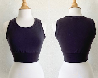 Cropped Tank Top Women's Basic Crop top with banded hem sleeveless blouse cotton knit jersey yoga shirt summer - Made to Order