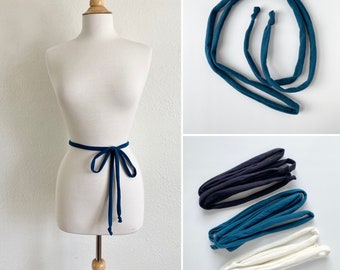 Simple Cotton Sash Dress Accessory Dress Tie skinny belt accessories stretch fabric jersey knit thin string belt stretchy 60” or 120” length