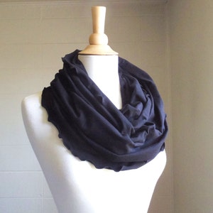 Black Infinity Scarf ruffle scarf Circle scarf Eternity scarf Cotton scarf chunky cowl winter accessories gift for her christmas gift idea