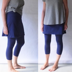 Womens Cropped Skirted Leggings Yoga skirt pants Stretch Cotton Jersey high waist tights legging with skirt other colors womens clothing