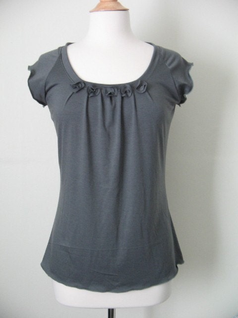 Womens Cap Sleeve Tshirt - Little Bits Tee - short sleeve blouse, loo…