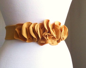 Sash Belt Flower Petal Autumn Dress Accessory embellished floral bridesmaid sash cotton jersey casual wedding party photo Made to order
