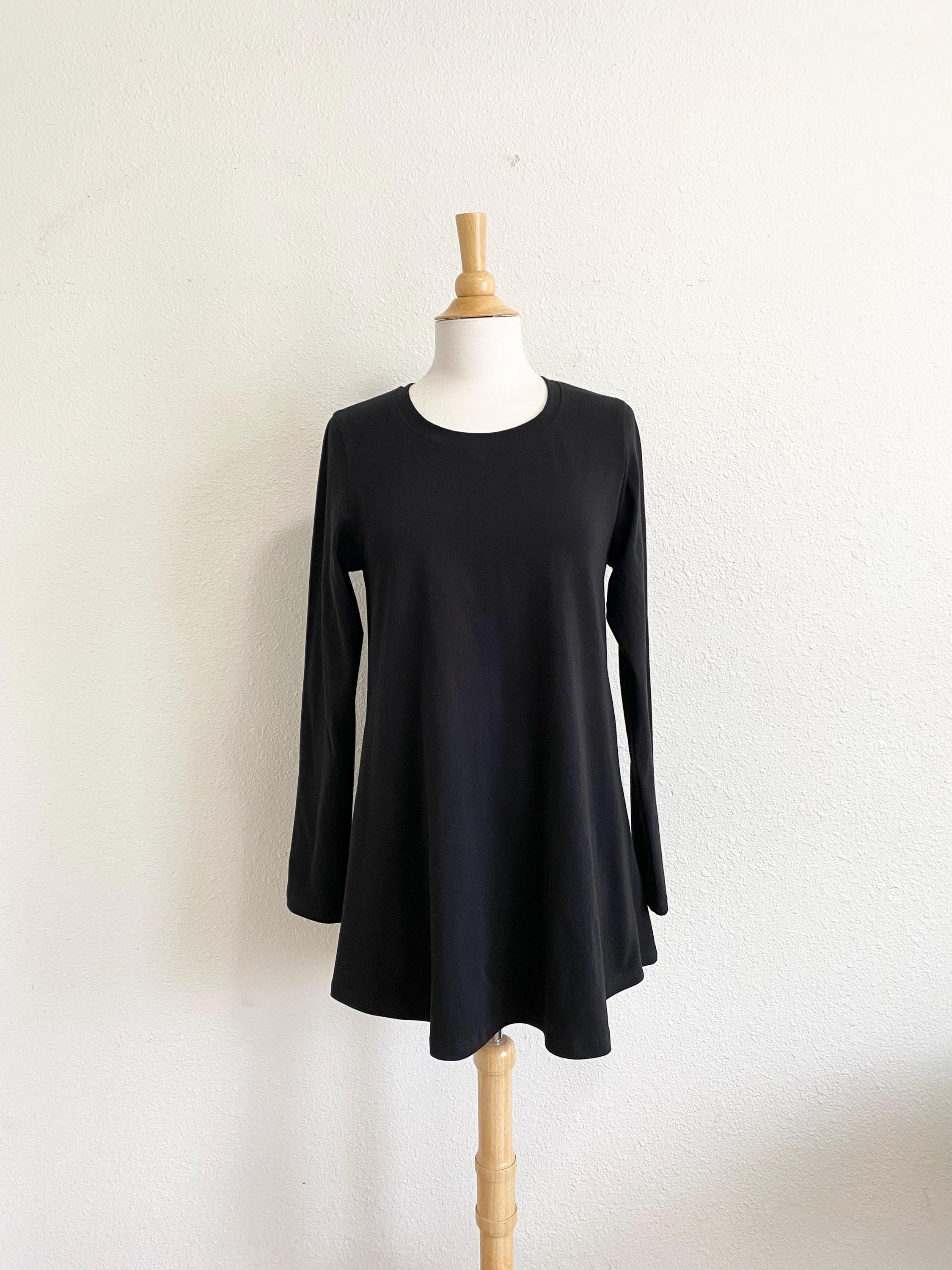 long sleeve jersey swing dress Tunic, women's mini dress, stretch Cotton shift Peony