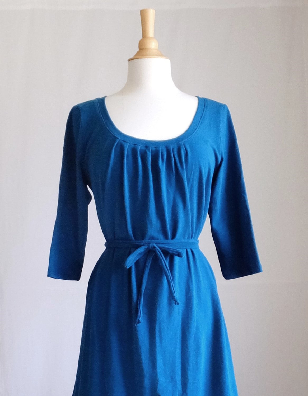 Womens Dress Cotton Jersey 3/4 Sleeve Dress Scoop Neck Loose Etsy