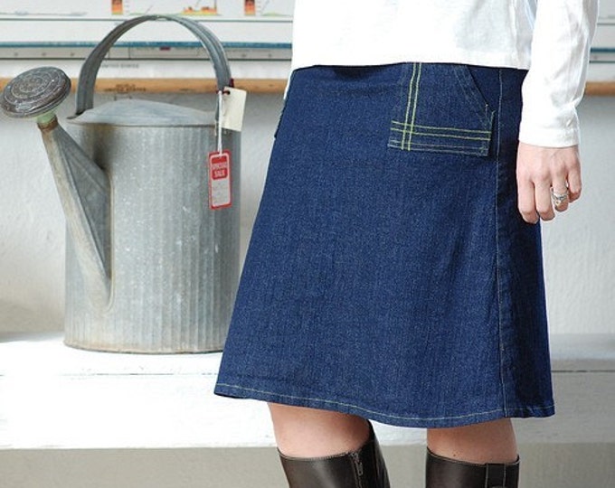11912 Indigo Above Knee Jean Skirt