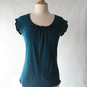 Womens Cap Sleeve Tshirt - Little Bits Tee - short sleeve blouse, loose fit shirt, embellished t-shirt, scoop neck top - Made to Order