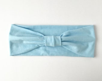 Sky Blue Women’s Headband, Cotton knit headband, Yoga Headband, women's hair accessory, knotted headband, Adult Size, gift for her