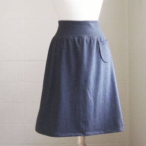 Aline Skirt women&#39;s Cotton skirt jersey Knit yoga waistband Pull on style knee length Skirt with a Pocket gift for mom - Made to Order