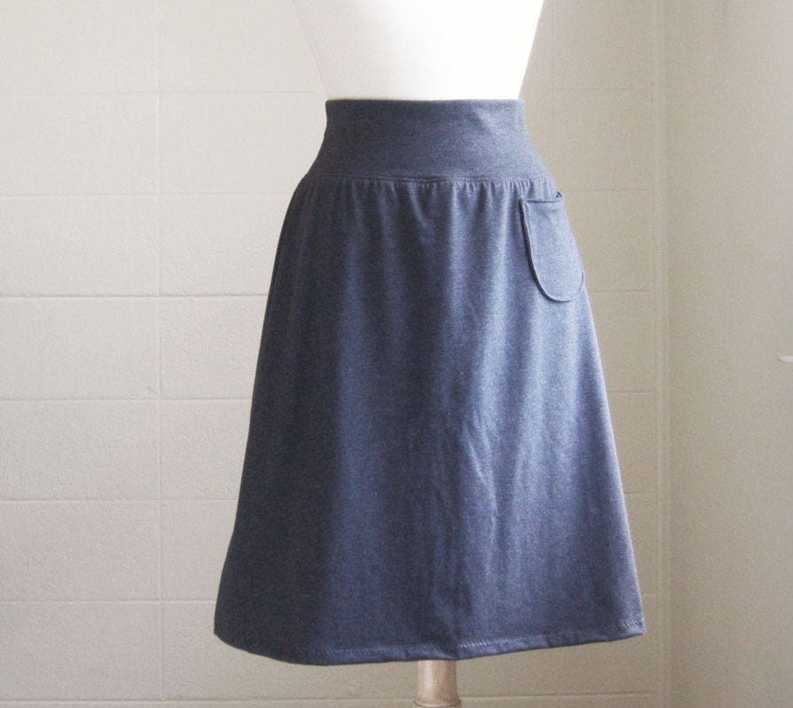 Grey Aline Skirt women's Cotton skirt jersey Knit yoga waistband …