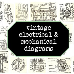 Vintage Technical Diagrams Electrical and Mechanical Junk - Etsy