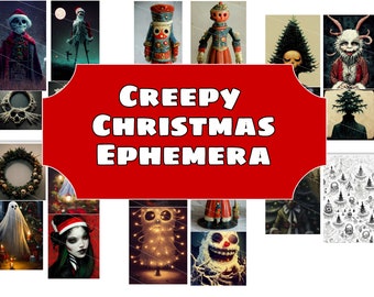 Creepy Christmas Digital Printable Journal Ephemera Kit