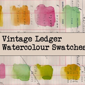 Vintage Ledger Watercolour Swatches - Digital Printable Journal Pages and Ephemera