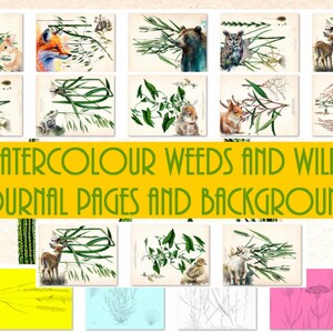 Watercolour Weeds and Wilds  Digital Printable Journal Kit