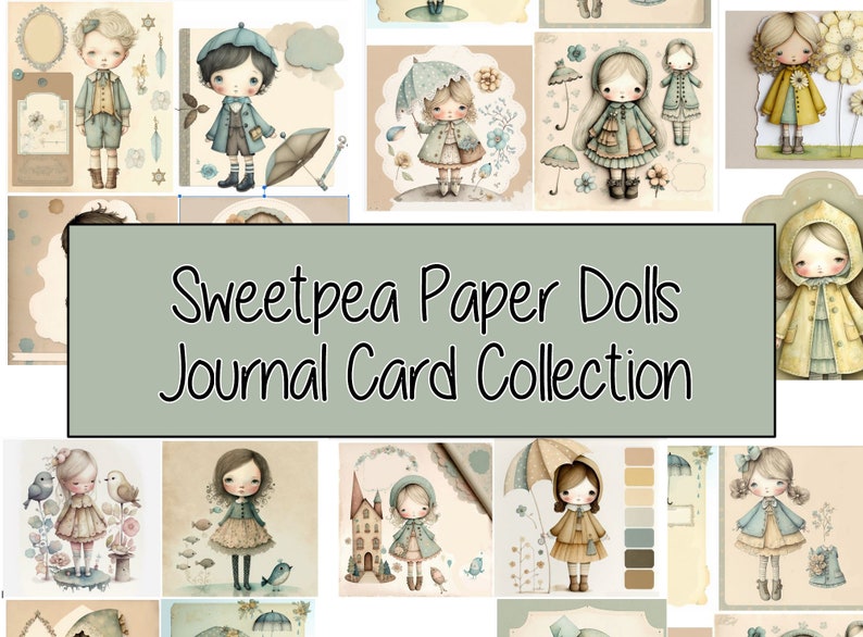 Sweetpea Paper Dolls Journal Card Collection  Digital image 1