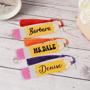 Personalized Back to School Bookmark,Teacher Appreciation Gift,School Supplies,First Day of School Gifts,Custom Name Acrylic Pencil Bookmark