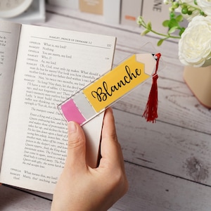 Personalized Back to School Bookmark,Custom Teacher Appreciation Gift,Name Acrylic Pencil Bookmark,School Supplies,First Day of School Gifts