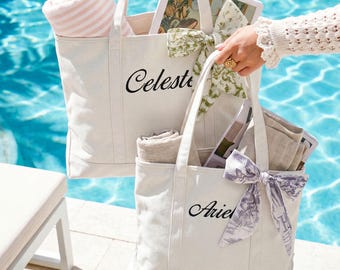 Custom Embroidered Canvas Tote Bag, Personalized Name Bag, Bridesmaid Bachelorette Gift