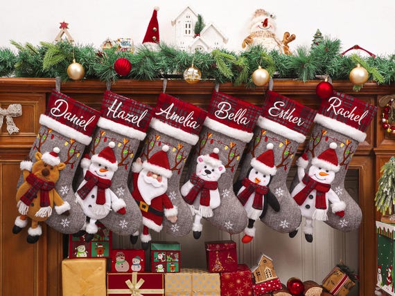 2026 Personalized 3D Christmas Stockings,Embroidered Stockings With Name,Custom Family Christmas Stockings