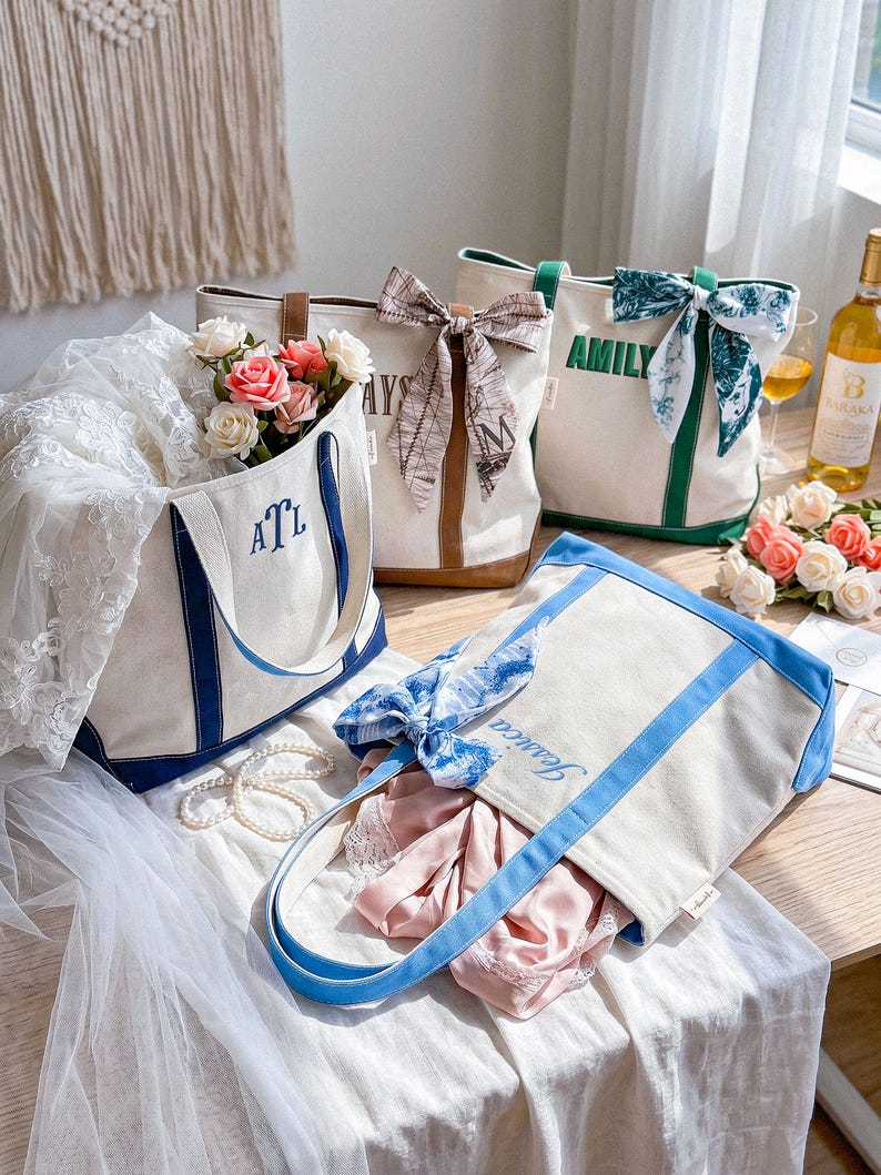Custom Tote Bag,Bridesmaid Gift,Embroidered Canvas Tote Bag,Custom Tote Bag With Name,Bachelorette Gifts,Gift for Her,Bridesmaid Gift image 14
