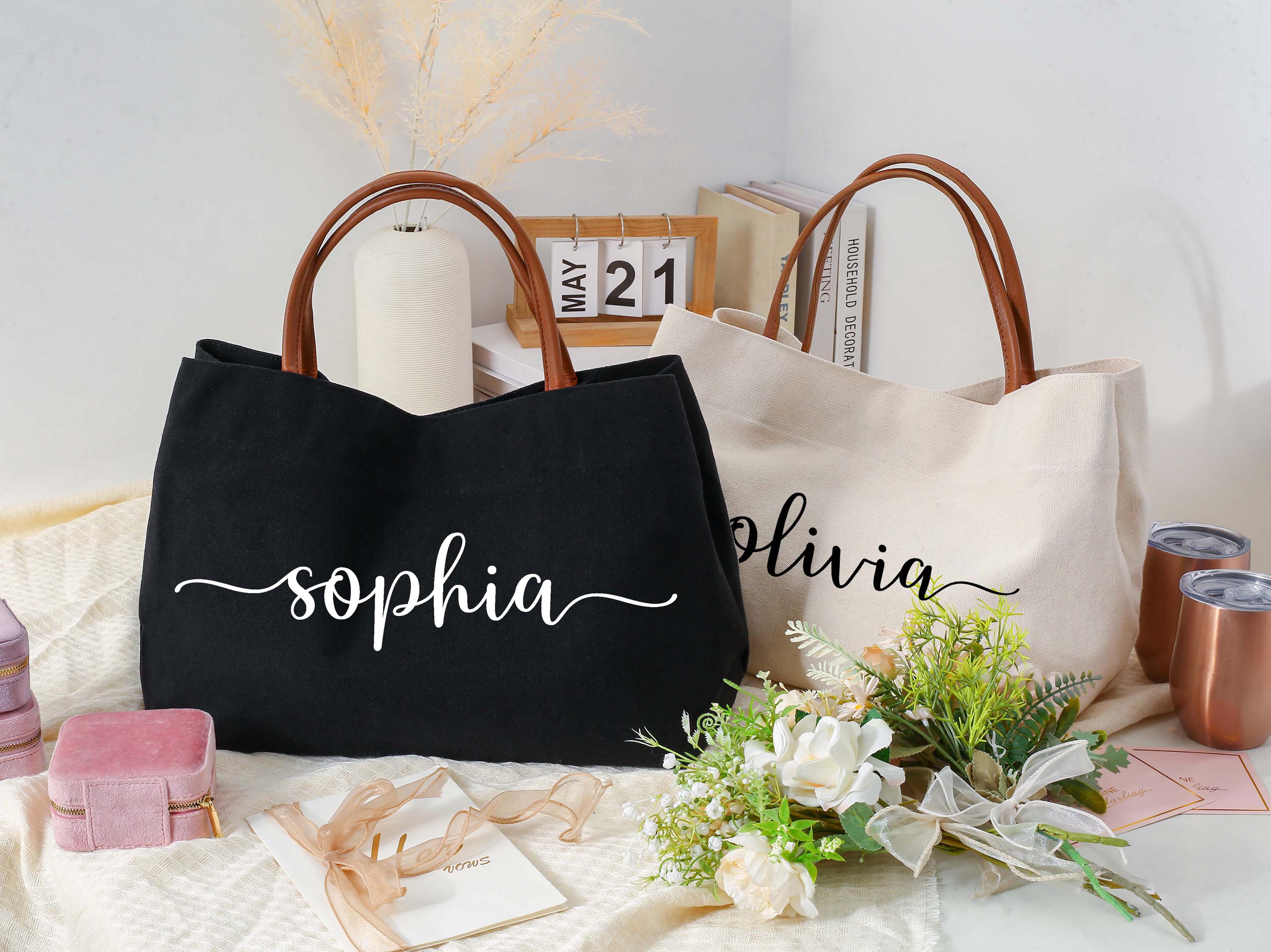 Personalized Bridesmaid Tote Bags With Name,custom Wedding Tote Bag ...