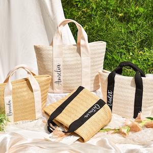 Custom Beach Straw Bags,Personalized Bridal Shower Bag,Bridesmaid Proposal Burlap Bag,Bridesmaid Bag,Wedding Gift,Bridal Party Gift