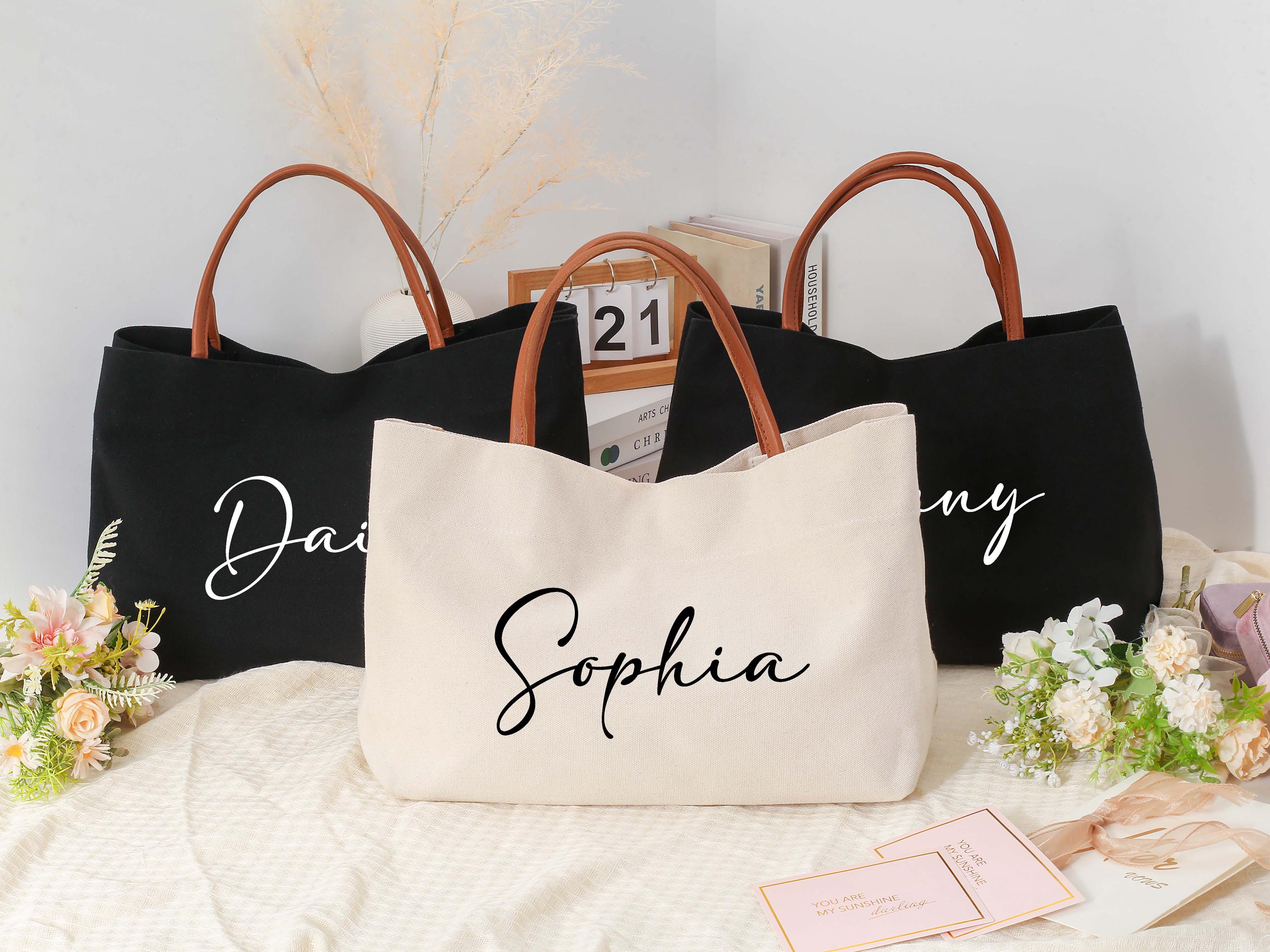 Personalized Bridesmaid Tote Bags With Name,custom Wedding Tote Bag ...