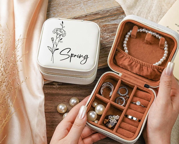 Travel Jewelry Personalized Leather Jewelry Box Engraved Birth