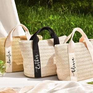 Custom Beach Straw Bags,Personalized Bridesmaid Bag,Bridal Shower Bag,Bridesmaid Proposal Burlap Bag,Wedding Gift,Bridal Party Gift