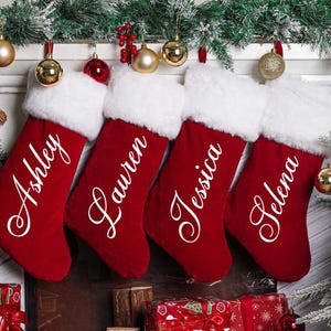Personalized Red Plush Christmas Stocking,Custom Family Stocking With Name,Holiday Decor,Christmas Gift