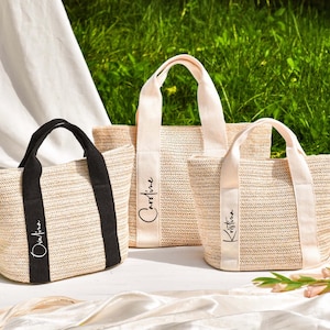 Personalized Bridesmaid Bag,Custom Beach Straw Bags,Bridal Shower Bag,Bridesmaid Proposal Burlap Bag,Wedding Gift,Bridal Party Gift