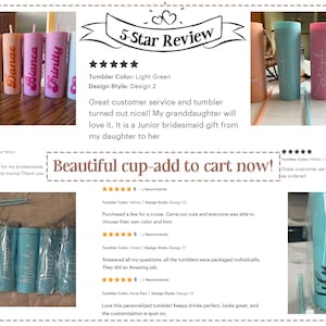 Personalized Tumbler With Lid And Straw,Custom Cup With Name,Bridesmaid Proposal,16 Oz Skinny Tumbler image 4