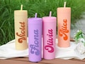 Personalized Bridesmaid Tumbler, Custom Wedding Cups with Lid and Straw,16 Oz Skinny Tumbler,Bachelorette Party