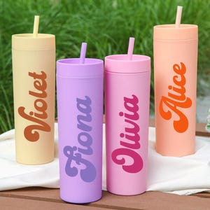 Personalized Bridesmaid Tumbler, Custom Wedding Cups with Lid and Straw,16 Oz Skinny Tumbler,Bachelorette Party