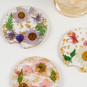 Dried Flower Resin Car Coaster,Car Accessories,Resin Car Coaster,Cup Holder Resin Coaster,Handmade Gift,Interior Car Decor,Car Accessory