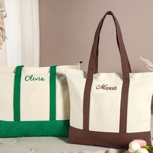 Einkaufstasche mit Reißverschluss, gestickte benutzerdefinierte Segeltuch-Einkaufstasche, gestickte Namen Einkaufstasche, Boot-Einkaufstasche, Reisetasche, personalisiertes Geschenk, Geschenk für sie