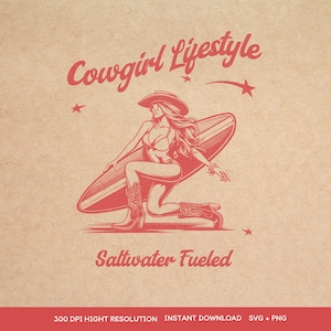 Retro Coastal Cowgirl SVG PNG, Beach Western Design, Vintage Cowgirl Clipart, Seaside Rodeo Graphics, Digital Download for Summer Projects