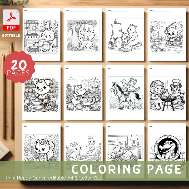 Printable Animal Coloring Pages Exciting Wildlife Scenes for Children, Educational Coloring ...