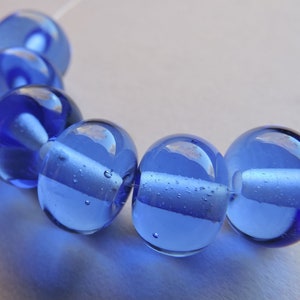 Handgefertigte Glasperlen Blaue Lampwork Perlen Ericabeads Sky Blue Spacers (6)