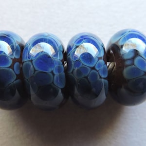 Lampwork Glas Blau Perlen Handgemachte Ericabeads European Charm Beads BHB Big Hole Beads Lagoon (4)