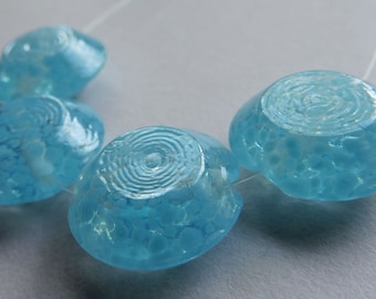 Lampwork Glass Blue Green Beads Handmade Chill Speckly Water Aqua Facet Tab Ericabeads (4)