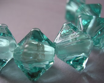 Handmade Glass Aqua Lampwork Beads Ericabeads Aqua Crystal Spacers (6)