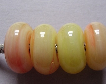 Lampwork Glass Orange Beads Handmade Ericabeads European Charm Beads BHB Big Hole Beads Marmalade (4)