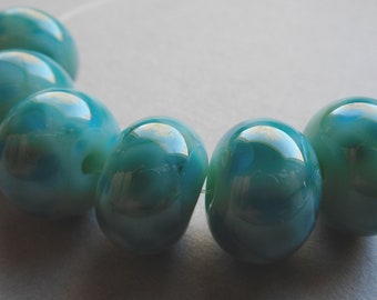 Beads Lampwork Blue Glass Handmade Ericabeads River Dance (6)