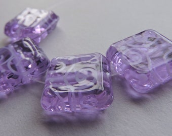 Lampwork Glass Purple Beads Handmade Dark Lavender Square Sweeties Ericabeads (4)