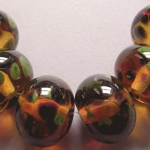 Handmade Lampwork Amber Glass Beads Ericabeads Autumn Blend (6)